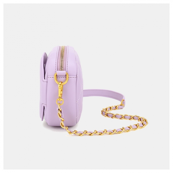 bolso de hombro de cadena bordado de cuero vegano de lujo de color púrpura de marca famosa 