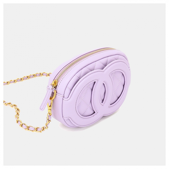 bolso de hombro de cadena bordado de cuero vegano de lujo de color púrpura de marca famosa 