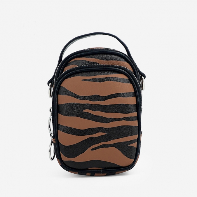 Small Size Ladies Vegan Zebra Pattern Crossbody Bag