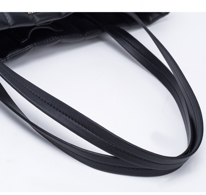 bolso de mano grande personalizado acolchado de cuero de pu negro 